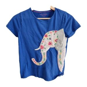 Mini Boden Royal Blue Elephant‎ Crewneck Tee - Kids Unisex Size 11-12 FLAW